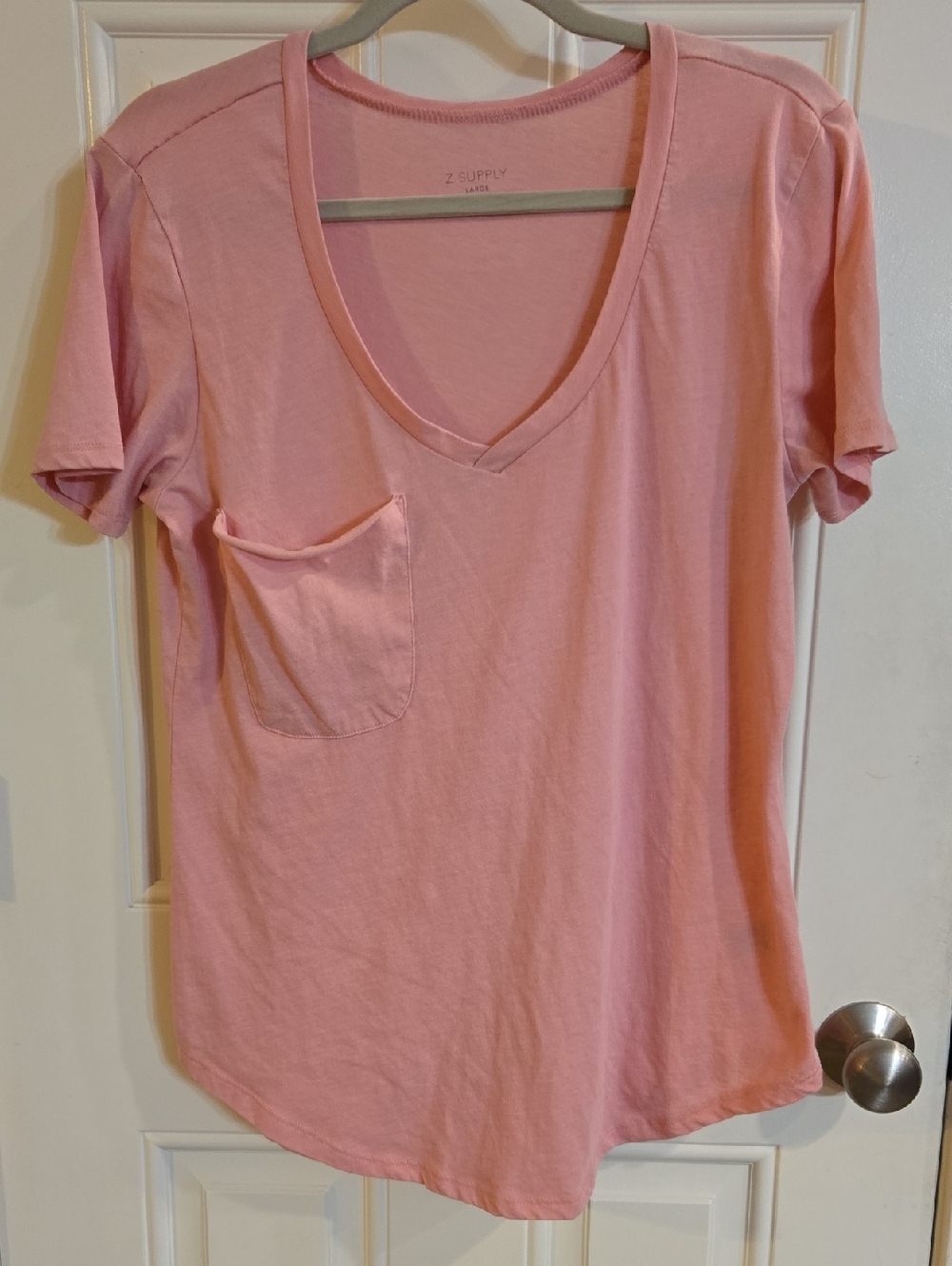 Z Supply Soft Pink V-Neck Pocket Tee